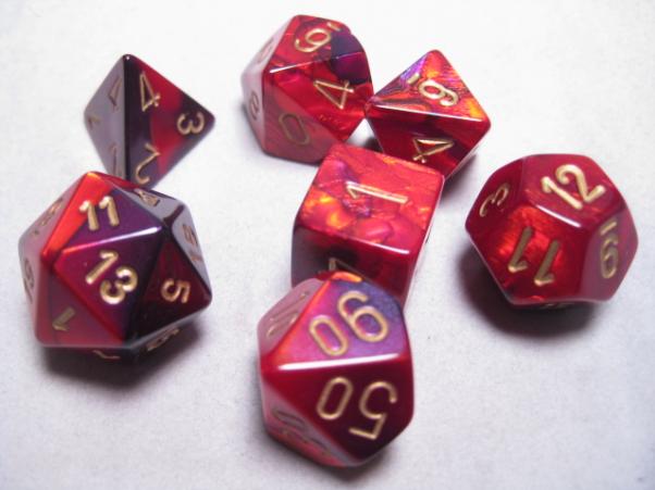 RPG Dice Sets Purple-Red/Gold Gemini Polyhedral 7-Die Set