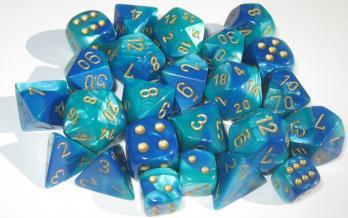 RPG Dice Sets Gemini 7 Blue-Teal/gold Polyhedral 7-Die Set