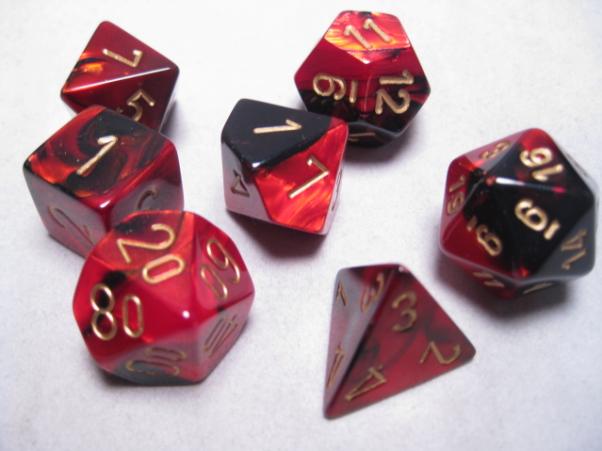 RPG Dice Sets Black-Red/Gold Gemini Polyhedral 7-Die Set