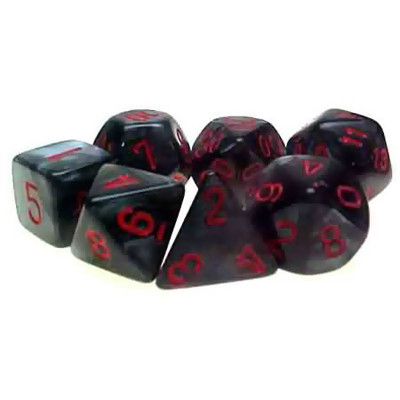 Velvet Mini-Polyhedral Black/red 7-Die Set