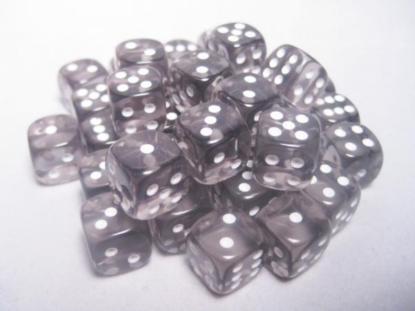 Dice Sets Smoke/White Translucent 12mm d6 (36)