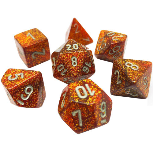 Glitter Mini-Polyhedral Gold/silver 7-Die Set