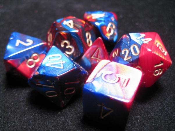 RPG Dice Sets Blue-Red/Gold Gemini Polyhedral 7-Die Set