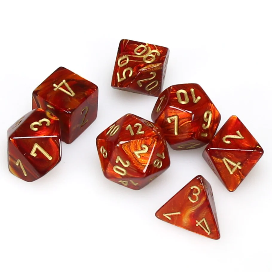 Scarab Mini-Polyhedral Scarlet/gold 7-Die Set