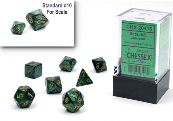 Scarab Mini-Polyhedral Jade/Gold 7-Die Set