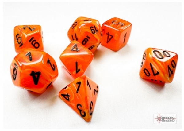 Vortex Mini-Polyhedral Orange/black 7-Die Set