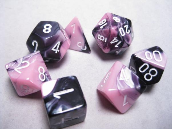 RPG Dice Sets Black-Pink/White Gemini Polyhedral 7-Die Set