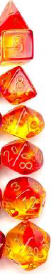 Gemini Polyhedral Translucent Red-Yellow/gold 7-Die Set