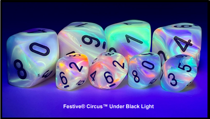 Festive Mini-Polyhedral Circus/Black 7-Die Set