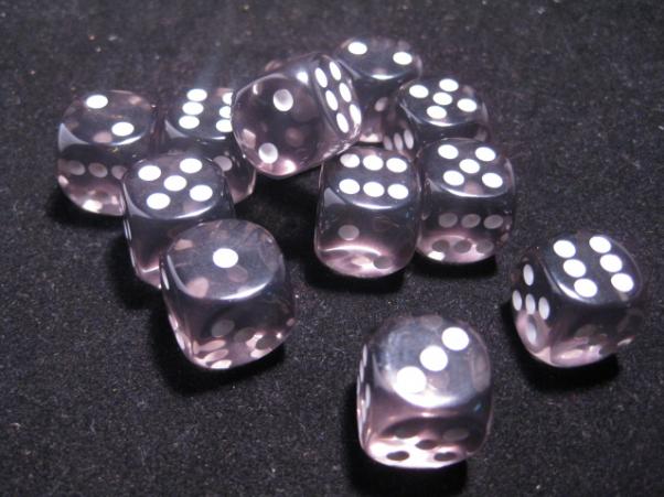 Dice Sets Smoke/White Translucent 16mm d6 (12)