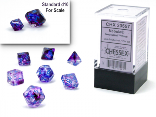 Nebula Mini-Polyhedral Nocturnal/Blue Luminary 7-Die Set