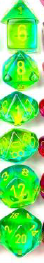Gemini Polyhedral Translucent Green-Teal/yellow 7-Die Set