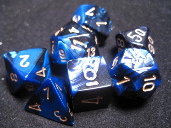 RPG Dice Sets Black-Blue/Gold Gemini Polyhedral 7-Die Set