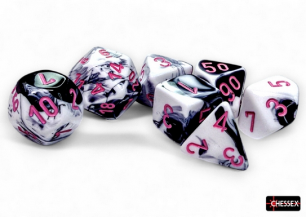 Gemini Polyhedral Black-White/pink 7-Die Set