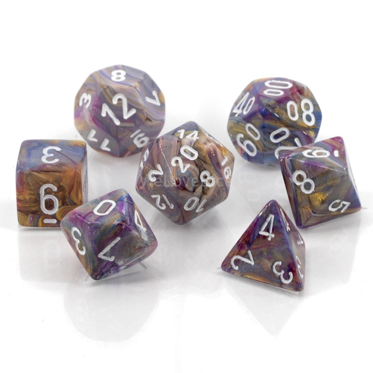 Festive Mini-Polyhedral Carousel/white 7-Die Set