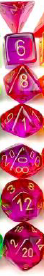 Gemini Polyhedral Translucent Red-Violet/gold 7-Die Set