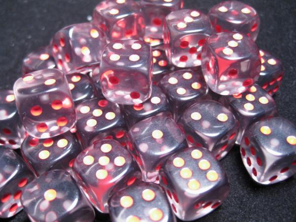 Dice Sets Smoke/Red Translucent 12mm d6 (36)